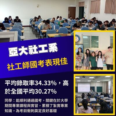 亞大社工系社工師國考表現亮眼圖片(另開新視窗)